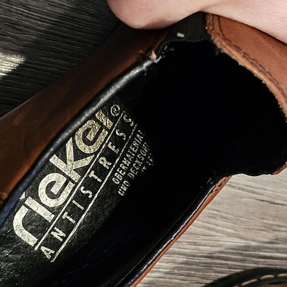 Rieker Brown Leather European Comfort Shoes Booties Slip On Size 6 US - Picture 3 of 12